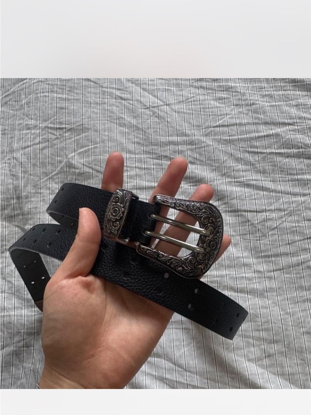 Target Black Leather Western Belt with Silver Buckle